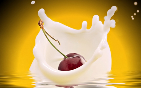 Cherry And Milk - sweet, cherry, milk, fruit