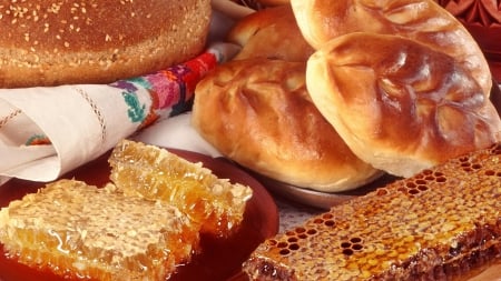 Sweet Breakfast - sweet, honey, bread, breakfast