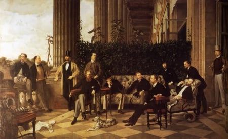 The Circle - painting, people, group, victorian