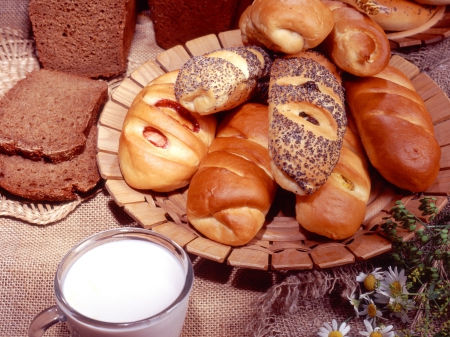 Nice Breakfast - sweet, bread, breakfast, milk