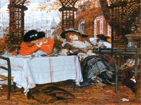 A Luncheon - victorian, people, painting, beautiful