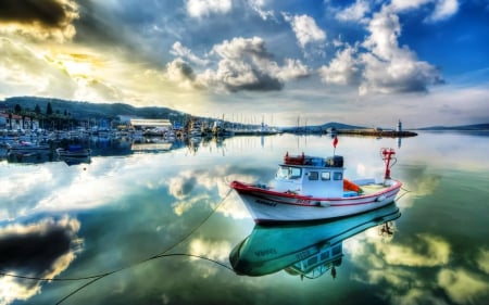 *** Boats on marina *** - sky, water, oceans, nature, blue