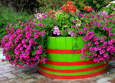 Pretty flowers - pot, pretty, summer, beautiful, grass, lovely, flowers, colorful, nature, garden, nice, park