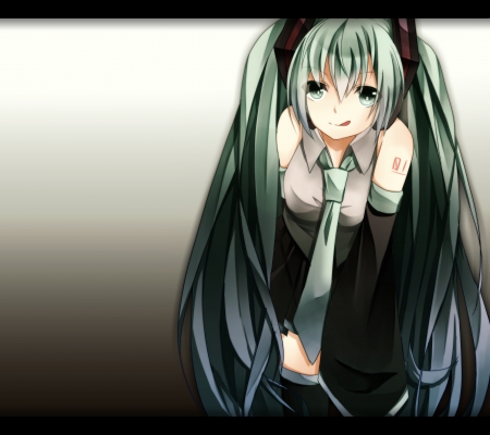 Hatsune Miku - anime, vocaloid, twin tail, female, twintail, hatsune miku, green hair, long hair, plain, hd, twin tails, anime girl, twintails, hot, girl, simple, miku, cute, hatsune, sexy, vocaloids