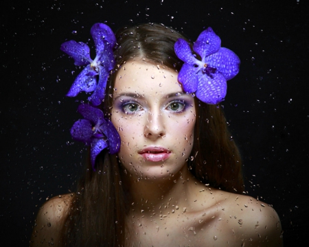 Pretty face - flowers, face, woman, model