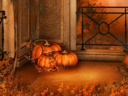 Halloween - stock images, room, the corner, creative pre-made, pumpkins, halloween, happy halloween, home, interior, holiday, premade bg, yard, 31st october, resources, nature, balcony, holidays, abstract, backgrounds, beautiful, door, october 31st