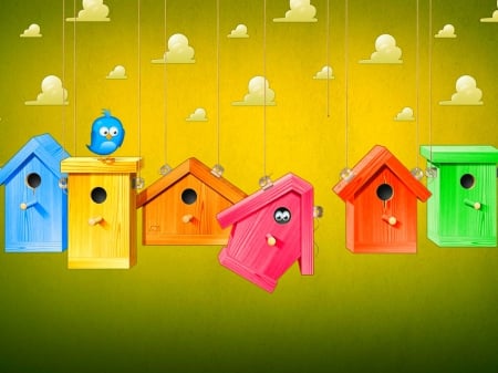 Birds house - bird, abstract, colorful, birds house