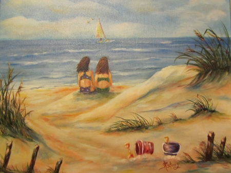 Summer Time - painting, summer, sea, sun