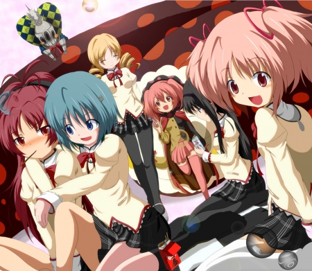 madoka no magica - frendship, girls, cute, madoka