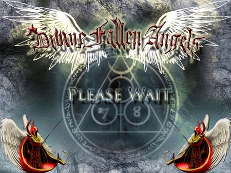 Devine Fallen Angels - please, winged, swords, symbol, wings, wait