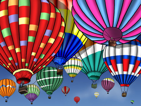 Balloons in the Air - colorful, sky, balloons, hot air