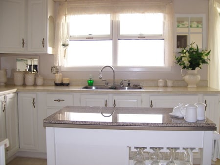 kitchen island - centre island, sunlight, kitchen, window