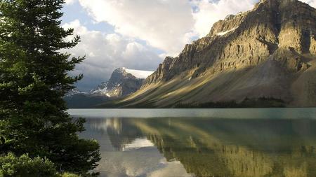 Mountain Lake - rock, clear, road, water, grass, lake, slide, tree, mountain