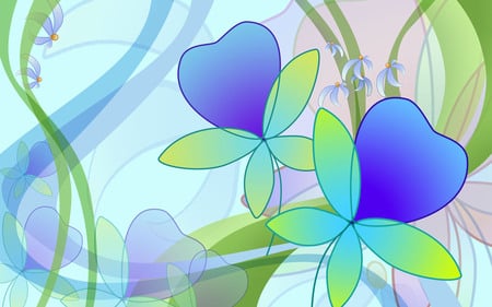 Blue Orchids - orchids, flowers, abstract, blue, art