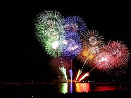 Rainbow Fireworks - celebrate, rainbow, new year, night, fireworks, sky