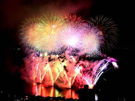 Harbour Lights - sky, celebrate, fireworks, harbour, night, new year