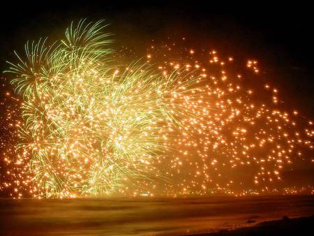 Golden Rain of Fire - celebrate, new year, sky, night, golden, fireworks