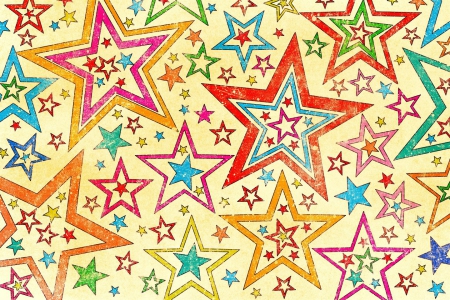 Multicolor Stars - beauty, stars, patterns, white, abstract, purple, pretty, yellow, pink, red, blue, beautiful, orange, green, sweet, textures