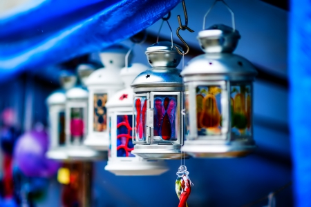 Decoration - white, decoration, lamps, photo, blue