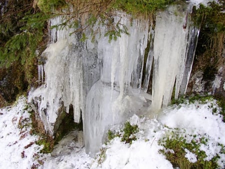 Frozen Waterfall - winter, ice, frozen, waterfall