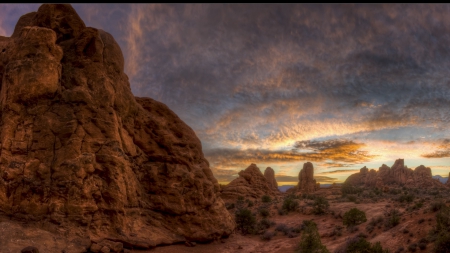 marvelous desert landscape hdr - clouds, desert, hdr, brushes, rocks