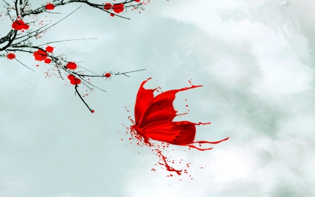 RED BUTTERFLY - butterfly, simple, art, red