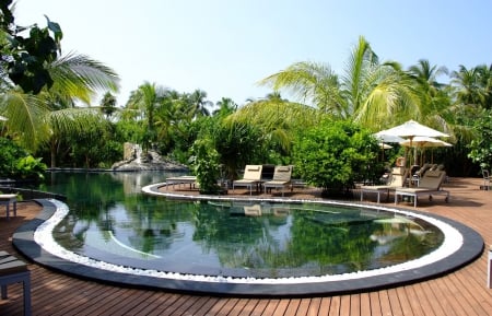 Beautiful Island Pool - luxury, water, island, polynesia, south pacific, islands, holiday, tropical, swimming, pool, exotic, paradise