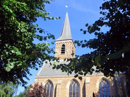 Church - abstract, trees, blue, photography, chusrches, church, sky