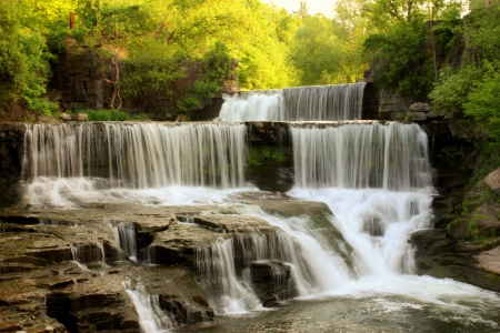 Keuka Lake, Bluff Point, New York - keuka, bluff, trees, waterfalls, point, falls, rock, forest, white, nature, green, lake, newyork, sky