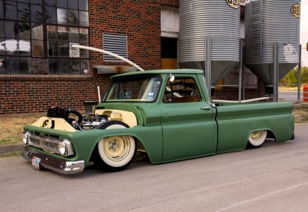 1965-Chevrolet-C-10 - lowered, bowtie, classic, truck