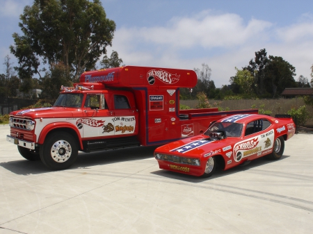 Hauler & Mongoose Funny Car - red, classic, truck, plymouth