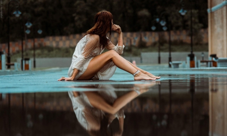 * - legs, woman, rain, model, reflection