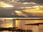 golden sunset above the bay