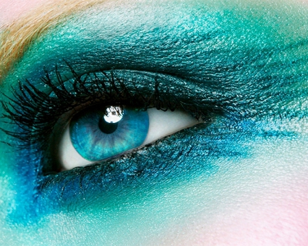 Blue eye - white, blue, green, make-up, eye