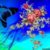 VINTAGE FLOWERS WITH BUTTERFLY