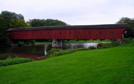 The Kissing Bridge - canada, bridge, landscape, covered