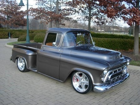 1955 GMC Pro Touring Truck - classic, stepside, gray, 1955