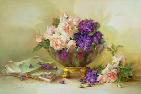 Still Life - flowers, bowl, nature, soft