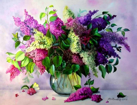 Painting - flowers, vase, painting, soft