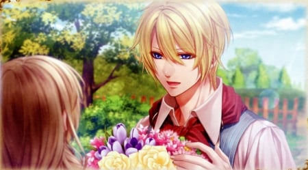 â™¡ Bouquet â™¡ - lover, hot, bouquet, anime girl, blond hair, blonde hair, cool, romance, sexy, long hair, floral, romantic, beautiful, sweet, guy, nice, beauty, female, blond, brown hair, pretty, anime, short hair, handsome, love, male, couple, girl, lovely, boy, blossom, blonde, flower