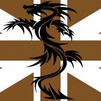 Gold Union Jack and Black Dragon