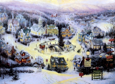 Winter Time - winter, painting, christmas, snow