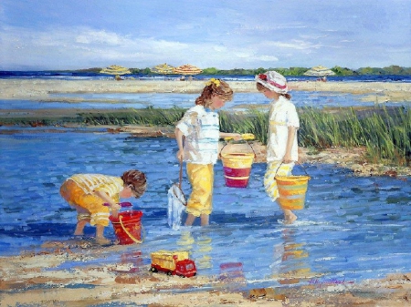 Summer Day - Shore, Summer, Painting, Sea