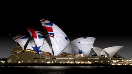 SYDNEY OPERA HOUSE - red, australian flag, wallpaper, opera house, white and blue, aussie, sydney, australia, background, sydney opera house, australian navy, opera, music