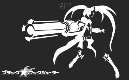 Black Rock Shooter Inverted - white, gun, black, inverted color