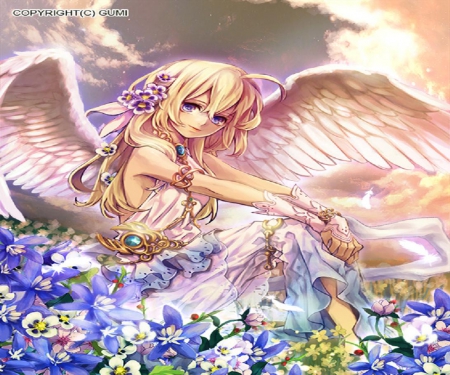 Lovely Angel - girl, angel, long hair, wings, orginal, fantasy