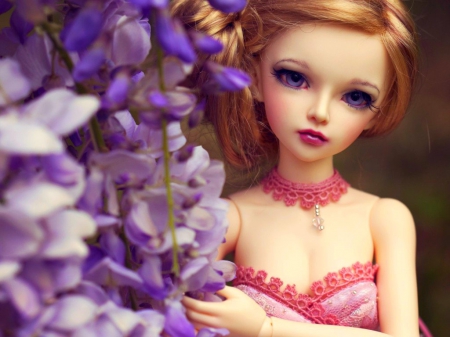 Doll - flowers, girls, face, toy, doll