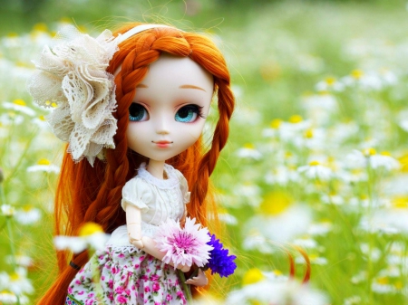 Doll - flowers, girls, face, toy, doll