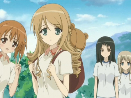 Girl Outing - pretty, anime, female, team, long hair, group, strawberry panic, nice, sky, anime girl, beautiful, hot, girl, beauty, lovely, sweet, cloud, cute, sexy