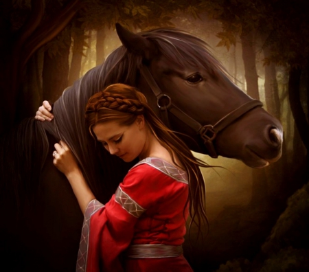 When I'm sad - image, girl, expression, color, horse, new, wallpaper